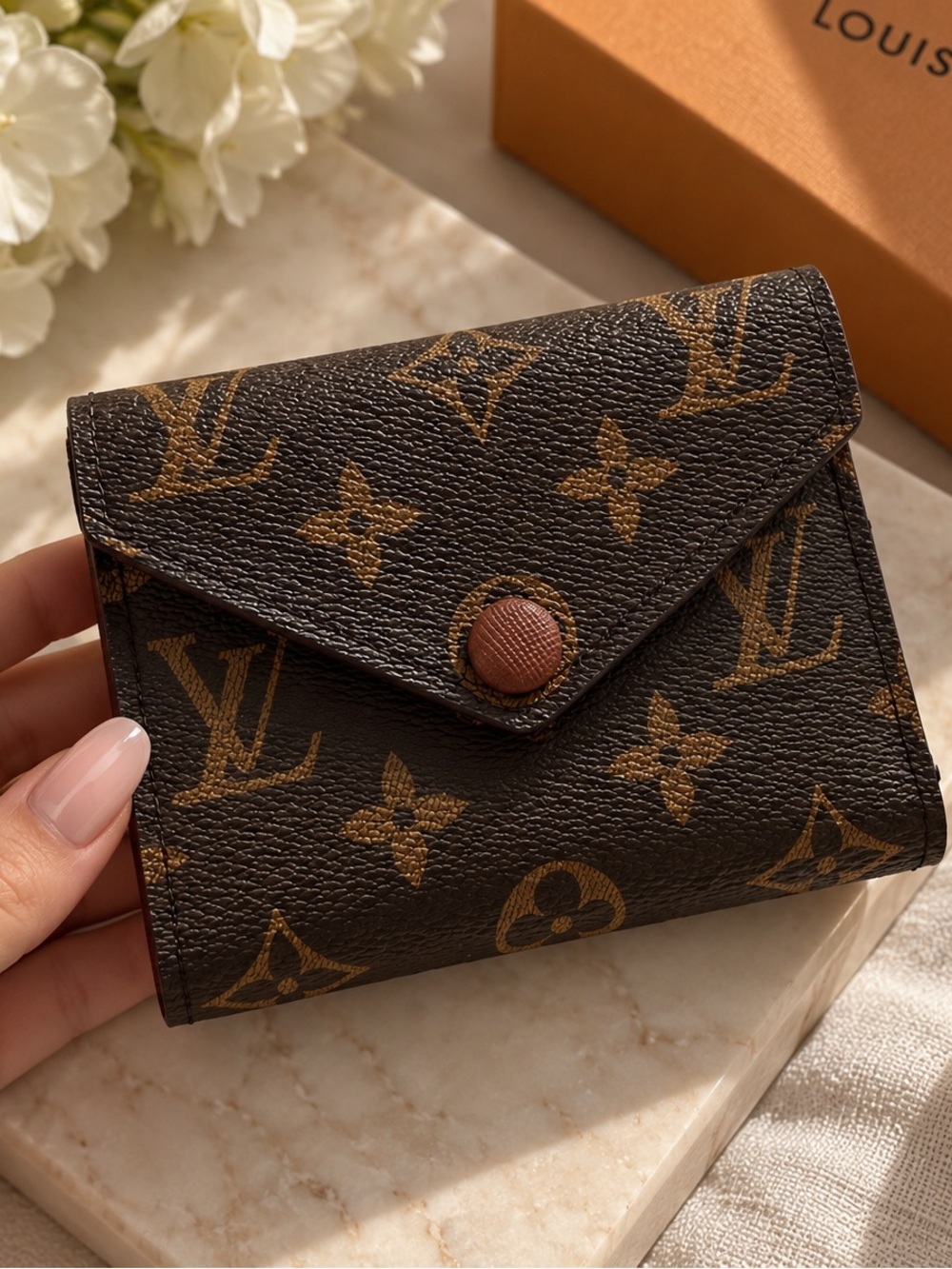 Louis Vuitton Monogram Compact Wallet in Brown and Tan
